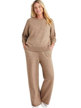 State of Day Women's Indulge & Rest Sweater Loungewear Set, Taupe, Cozy - NWT
